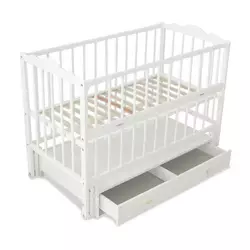 гр Ліжечко дитяче "Ангеліна" (1) шарнір-підшибник з відкидною боковиною+шухляда, бук (Білий) гр Ліжечко дитяче "Ангеліна" (1) шарнір-підшибник з відкидною боковиною+шухляда, бук (Білий)