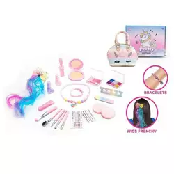 Набір косметики 2621 B (36) сумочка, пудрениця із дзеркальцем, тіні, глітер, 2 лаки, розділювач для пальців, пилочка, штучна прядка волосся, в коробці Набір косметики 2621 B (36) сумочка, пудрениця із дзеркальцем, тіні, глітер, 2 лаки, розділювач для пальців, пилочка, штучна прядка волосся, в коробці