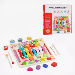 Логічна дерев’яна дошка C 65046 (24) ксилофон, пальчикові ігри, магнітна риболовля, сортер, в коробці Логічна дерев’яна дошка C 65046 (24) ксилофон, пальчикові ігри, магнітна риболовля, сортер, в коробці