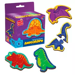гр Магнітні пазли "Динозаврики" VT1733-01 (20) "Vladi Toys", 6 картинок (12 деталей), в коробці гр Магнітні пазли "Динозаврики" VT1733-01 (20) "Vladi Toys", 6 картинок (12 деталей), в коробці