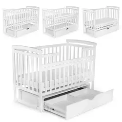 гр Ліжечко "Трансформер" колір - білий, з шухлядою DS-101 (1) маятниковий механізм гр Ліжечко "Трансформер" колір - білий, з шухлядою DS-101 (1) маятниковий механізм