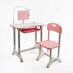 Парта дитяча зі стільчиком J-30822 (1) колір рожевий, регульована висота та нахил, з лампою, в коробці Парта дитяча зі стільчиком J-30822 (1) колір рожевий, регульована висота та нахил, з лампою, в коробці
