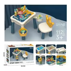 Столик з конструктором 8008 (6) 106 елементів, стіл 77х53х45 см, стілець, дошка для малювання, в коробці Столик з конструктором 8008 (6) 106 елементів, стіл 77х53х45 см, стілець, дошка для малювання, в коробці