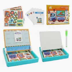 Дерев`яна магнітна дошка C 52503 (28) "Транспорт", маркер, картки, магніт, назви англійською мовою, в коробці Дерев`яна магнітна дошка C 52503 (28) "Транспорт", маркер, картки, магніт, назви англійською мовою, в коробці