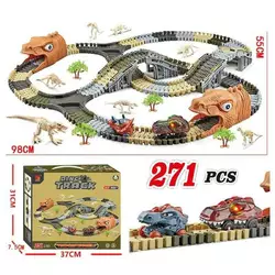 Трек P 931 (24/2) 271 елемент, 2 машинки, підсвічування, муляжі оточення, фігурки динозаврів, в коробці Трек P 931 (24/2) 271 елемент, 2 машинки, підсвічування, муляжі оточення, фігурки динозаврів, в коробці