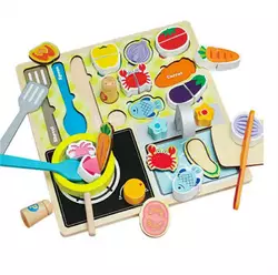 Вкладиші С 65804 (24) “Кухня”, дерев’яні, 22 елементи, набір продуктів, елементи на липучках, безпечний ніж, дошка для нарізання, в коробці Вкладиші С 65804 (24) “Кухня”, дерев’яні, 22 елементи, набір продуктів, елементи на липучках, безпечний ніж, дошка для нарізання, в коробці