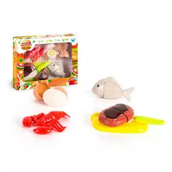 Набір продуктів “Кулінарна фантазія” 44580 (96/2) "WToys", 12 елементів, на липучках, дошка для нарізання, ніж, в коробці Набір продуктів “Кулінарна фантазія” 44580 (96/2) "WToys", 12 елементів, на липучках, дошка для нарізання, ніж, в коробці