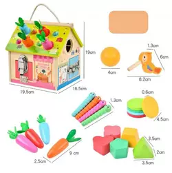 Будиночок логічний C 68839 (18) дерев`яний, сортер, годинник з рухомими стрілками, дверцята з металевими замками, морквини, черв`ячки, в коробці Будиночок логічний C 68839 (18) дерев`яний, сортер, годинник з рухомими стрілками, дверцята з металевими замками, морквини, черв`ячки, в коробці