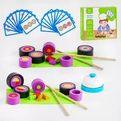 Сортер "Суші" С 46973 (24) роли з деталями, дзвінок, картки с завданнями, коврики, палички, в коробці Сортер "Суші" С 46973 (24) роли з деталями, дзвінок, картки с завданнями, коврики, палички, в коробці