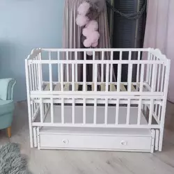 гр Ліжечко дитяче "Анастасія" (1) шарнір-підшибник з відкидною боковиною+шухляда, бук (білий) гр Ліжечко дитяче "Анастасія" (1) шарнір-підшибник з відкидною боковиною+шухляда, бук (білий)