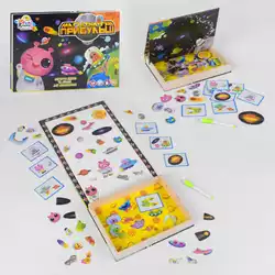 гр Дерев`яна магнітна дошка "Космічні прибульці" 18094 (12) "4FUN Game Club Wood", 68 елементів, пазли, маркер, українською мовою, в коробці гр Дерев`яна магнітна дошка "Космічні прибульці" 18094 (12) "4FUN Game Club Wood", 68 елементів, пазли, маркер, українською мовою, в коробці