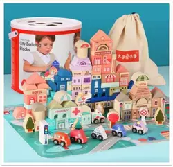 Конструктор дерев’яний C 65440 (12) мішечок для зберігання, пазли, у відрі Конструктор дерев’яний C 65440 (12) мішечок для зберігання, пазли, у відрі