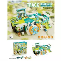 Трек T 917 A (16) пісні англійською, звуки транспорту, кермо, автомат./механіч. підйомник, 4 машинки, в коробці Трек T 917 A (16) пісні англійською, звуки транспорту, кермо, автомат./механіч. підйомник, 4 машинки, в коробці