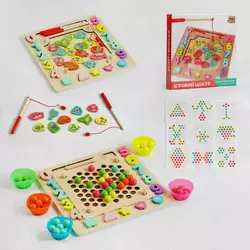 гр Логічна дерев’яна дошка 30351 (12) "4FUN Game Club Wood", магнітна риболовля, сортер, мозаїка, гра-шнурівка, кульки, в коробці гр Логічна дерев’яна дошка 30351 (12) "4FUN Game Club Wood", магнітна риболовля, сортер, мозаїка, гра-шнурівка, кульки, в коробці