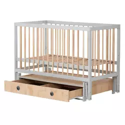 гр Ліжечко дитяче "Софія" - шарнір-підшипник+ящик з опускною боковиною (Сірий+натуральний) гр Ліжечко дитяче "Софія" - шарнір-підшипник+ящик з опускною боковиною (Сірий+натуральний)