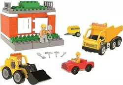 Конструктор 03-614 Pilsan (6) "Будівельний майданчик", вантажівка, бульдозер, фігурки людей, рухомі деталі, огорожі, в коробці Конструктор 03-614 Pilsan (6) "Будівельний майданчик", вантажівка, бульдозер, фігурки людей, рухомі деталі, огорожі, в коробці