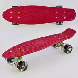 Скейт Пенни борд 0110 (8) Best Board, ВИШНЕВЫЙ, доска=55см, колёса PU со светом, диаметр 6см