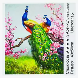 Картина за номерами + Алмазная мозаїка 2в1 YHDGJ 70042 (30) "TK Group", 50х40см, "Пави на дереві", в коробці Картина за номерами + Алмазная мозаїка 2в1 YHDGJ 70042 (30) "TK Group", 50х40см, "Пави на дереві", в коробці
