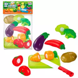гр Овочі на липучках “Що є на кухні?” 65270 (240/2) "4FUN Game Club", 10 елементів, обробна дошка, ніж, у пакеті гр Овочі на липучках “Що є на кухні?” 65270 (240/2) "4FUN Game Club", 10 елементів, обробна дошка, ніж, у пакеті