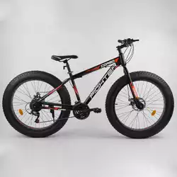Велосипед Спортивный Corso «FIGHTER» 26" дюймов 96405 (1) ФЭТБАЙК, рама стальная 15’’, SunRun 21 скорость, собран на 75