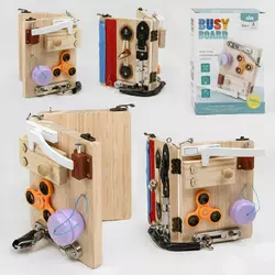 Бізіборд дерев`яний С 49415 (20) логічний, в коробці Бізіборд дерев`яний С 49415 (20) логічний, в коробці