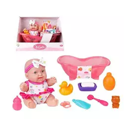 Пупс 718 C (18/2)  ванна, рушник, засоби для купання, пискавка, висота 24 см, в коробці Пупс 718 C (18/2)  ванна, рушник, засоби для купання, пискавка, висота 24 см, в коробці