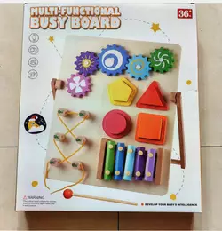 Бізіборд дерев`яний C 68837 (24) ксилофон, сортер, шнурівка, шестерінки, в коробці Бізіборд дерев`яний C 68837 (24) ксилофон, сортер, шнурівка, шестерінки, в коробці