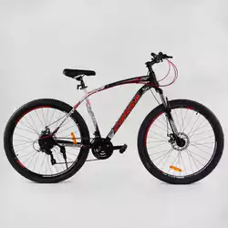 Велосипед спортивный CORSO "HIGH RACE PRO", 29`` дюймов 94180 (1) стальная рама 21”, оборудование Shimano 21 скорость, собранный на 75