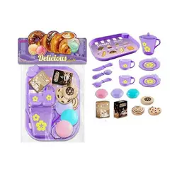 Набір продуктів 99003 (120/2) таця, 2 чашки, 2 блюдця, чайничок, ніж, ложка, вилка, печиво, коробочки з кавою і цукром, в пакеті Набір продуктів 99003 (120/2) таця, 2 чашки, 2 блюдця, чайничок, ніж, ложка, вилка, печиво, коробочки з кавою і цукром, в пакеті