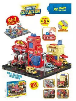 Пожежна станція SK 6602 (18) звук, підсвічування, 2 машинки, рухливі елементи, наліпки, в коробці Пожежна станція SK 6602 (18) звук, підсвічування, 2 машинки, рухливі елементи, наліпки, в коробці