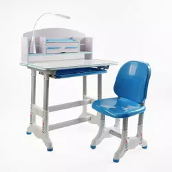 Парта дитяча зі стільчиком BL-14194 (1) колір синій, з полицями, регульована висота та нахил , з лампою, в коробці Парта дитяча зі стільчиком BL-14194 (1) колір синій, з полицями, регульована висота та нахил , з лампою, в коробці