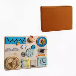 Бізіборд дерев`яний C 61700 (8) 11 ігор, кермо, пальчиковий лабіринт, годинник, магнітний олівець, музична скринька, в коробці Бізіборд дерев`яний C 61700 (8) 11 ігор, кермо, пальчиковий лабіринт, годинник, магнітний олівець, музична скринька, в коробці