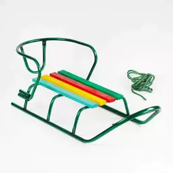 гр Санки "ЛЮКС КЛАСИК"-БЕЗ РУЧКИ круглі полози (1) колір зелений, спинка гр Санки "ЛЮКС КЛАСИК"-БЕЗ РУЧКИ круглі полози (1) колір зелений, спинка