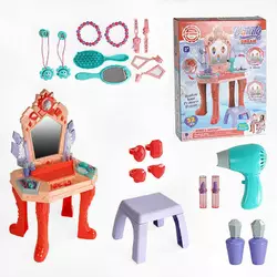 Трюмо 661-133 (6) світло, звук, фен на батарейках, стільчик, аксесуари, в коробці Трюмо 661-133 (6) світло, звук, фен на батарейках, стільчик, аксесуари, в коробці