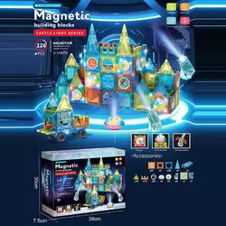 Магнітний конструктор 6698 A (18/2) 126 елементів, підсвічування, платформа з колесами, в коробці Магнітний конструктор 6698 A (18/2) 126 елементів, підсвічування, платформа з колесами, в коробці