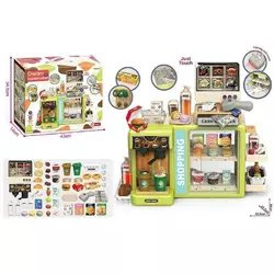 Супермаркет 1101-1 (12) звук, музика, озвучення англійською мовою, підсвічування, каса, сканер, кавомашина, шафа, імітація грошей, аксесуари, в коробц Супермаркет 1101-1 (12) звук, музика, озвучення англійською мовою, підсвічування, каса, сканер, кавомашина, шафа, імітація грошей, аксесуари, в коробц