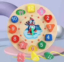 Годинник дерев`яний C 74253 (120) гра шнурівка, сортер, у плівці Годинник дерев`яний C 74253 (120) гра шнурівка, сортер, у плівці