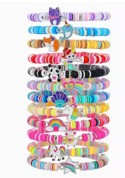 Набір браслетів C 73478 (230) 12 браслетів, гумові намистини, металева прикраса, еластична резинка, в пакеті Набір браслетів C 73478 (230) 12 браслетів, гумові намистини, металева прикраса, еластична резинка, в пакеті