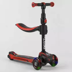 Самокат трехколесный Best Scooter JS-10711 (4) с сидением, алюминиевый руль, 3 колеса PU со светом, d=12 см Самокат трехколесный Best Scooter JS-10711 (4) с сидением, алюминиевый руль, 3 колеса PU со светом, d=12 см