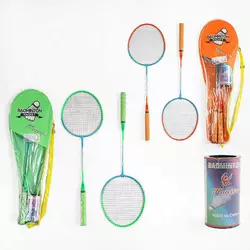 Бадмінтон C 63474 (50) 2 види, 2 ракетки, воланчики, металевий каркас, в чохлі Бадмінтон C 63474 (50) 2 види, 2 ракетки, воланчики, металевий каркас, в чохлі