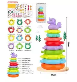 Пірамідка KD 827-22 (96/2) 10 елементів, висота, 29 см, наліпки, у сітці Пірамідка KD 827-22 (96/2) 10 елементів, висота, 29 см, наліпки, у сітці