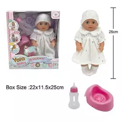 Пупс YL 2425 A-G (48)  п`є з пляшечки, ходить на горщик, заплющує очі, аксесуари, висота 25 см, в коробці Пупс YL 2425 A-G (48)  п`є з пляшечки, ходить на горщик, заплющує очі, аксесуари, висота 25 см, в коробці