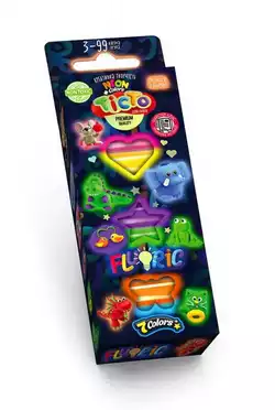 гр Креативна творчість "Тісто для ліплення "FLUORIC" TMD-FL-7-01U,02U (укр) (30) коробка 7 кольорів "Danko Toys"