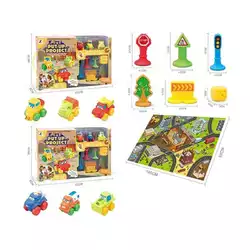 Набор машин JZD - 113 (12) 2 вида, игровой коврик 145х98 см, декорации, в коробке Набор машин JZD - 113 (12) 2 вида, игровой коврик 145х98 см, декорации, в коробке