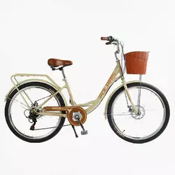 Велосипед міський Corso «Polaris» 26`` PS-72411 + КОШИК (1) сталева рама 16.5``, Shimano 7 швидкостей, корзина, багажник Велосипед міський Corso «Polaris» 26`` PS-72411 + КОШИК (1) сталева рама 16.5``, Shimano 7 швидкостей, корзина, багажник