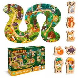 гр Пазл "Хто живе в лісі?" 300608 (18) "DoDo", 16 елементів, дерев’яні фігурки, 45х68 см, в коробці гр Пазл "Хто живе в лісі?" 300608 (18) "DoDo", 16 елементів, дерев’яні фігурки, 45х68 см, в коробці