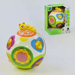 Развивающая игрушка Веселый шар 938 (12/2) "Hola" вращается, световые и звуковые эффекты, англ. озвучивание, в коробке