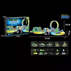 Трек 777-134 (24/2) 200 деталей, машинка на батарейках, підсвічування, неоновий трек, в коробці Трек 777-134 (24/2) 200 деталей, машинка на батарейках, підсвічування, неоновий трек, в коробці