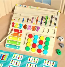 Логічна дерев’яна дошка C 75293 (16) 4 гри: магнітна гра, ксилофон, сортер із цифрами, гра на повторення комбінацій, магнітний стилус, в коробці Логічна дерев’яна дошка C 75293 (16) 4 гри: магнітна гра, ксилофон, сортер із цифрами, гра на повторення комбінацій, магнітний стилус, в коробці