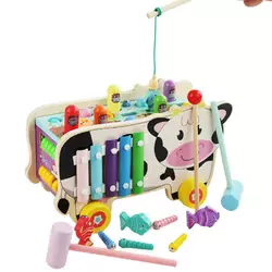 Ігровий центр C 74300 (18) “Корівка”, дерев’яний, каталка, ксилофон, стукалка, магнітна риболовля, рахівниця, лабіринт, молоточки, в коробці Ігровий центр C 74300 (18) “Корівка”, дерев’яний, каталка, ксилофон, стукалка, магнітна риболовля, рахівниця, лабіринт, молоточки, в коробці